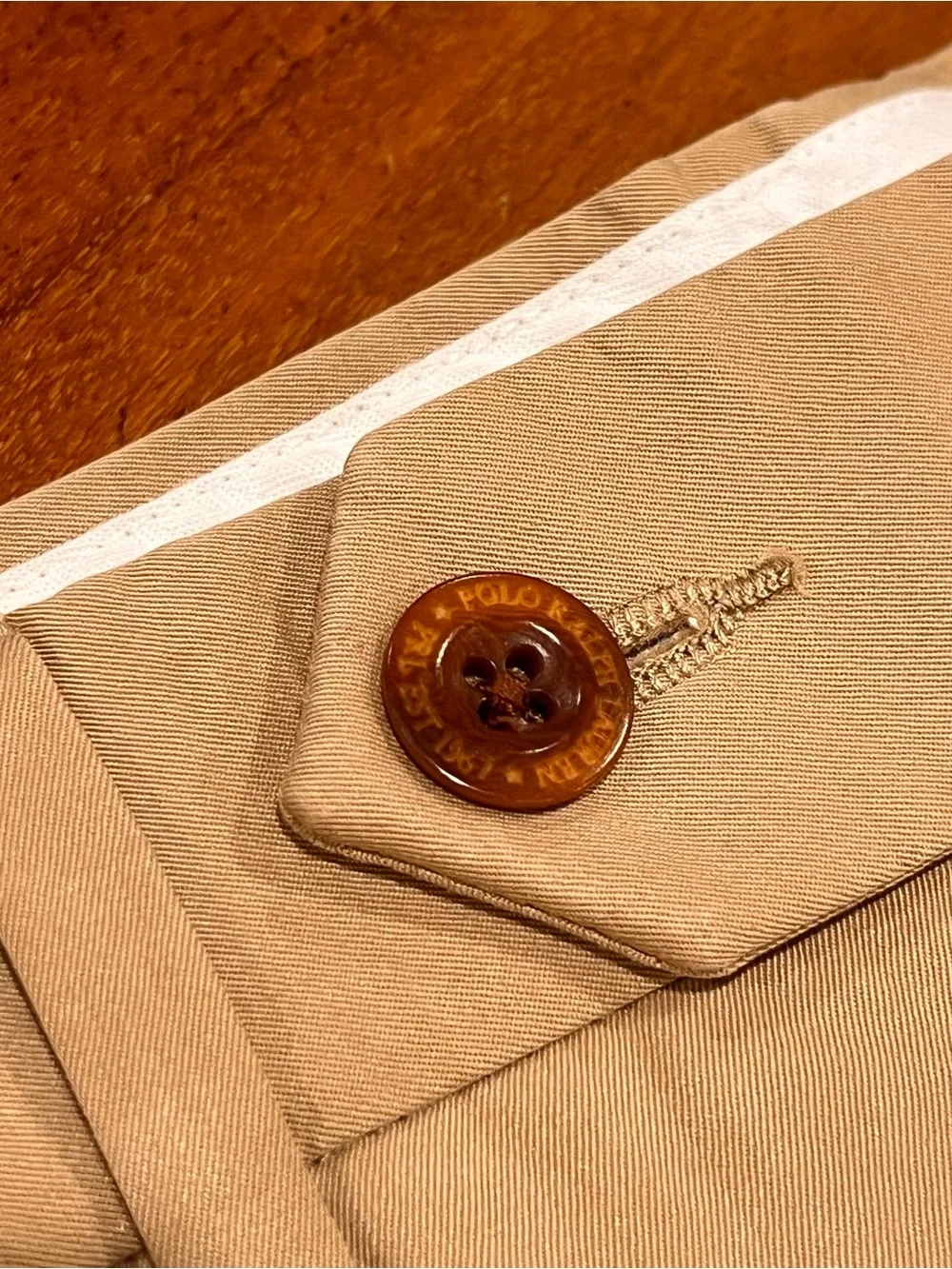 Polo Ralph Lauren Men’s Premium Silk/Cotton Flat Front Trousers Khaki 32x32 Pant